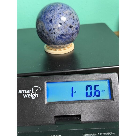 Natural Blue Sodalite Sphere 69mm 470g Healing Crystal Stone w/Stand - Picture 6 of 6